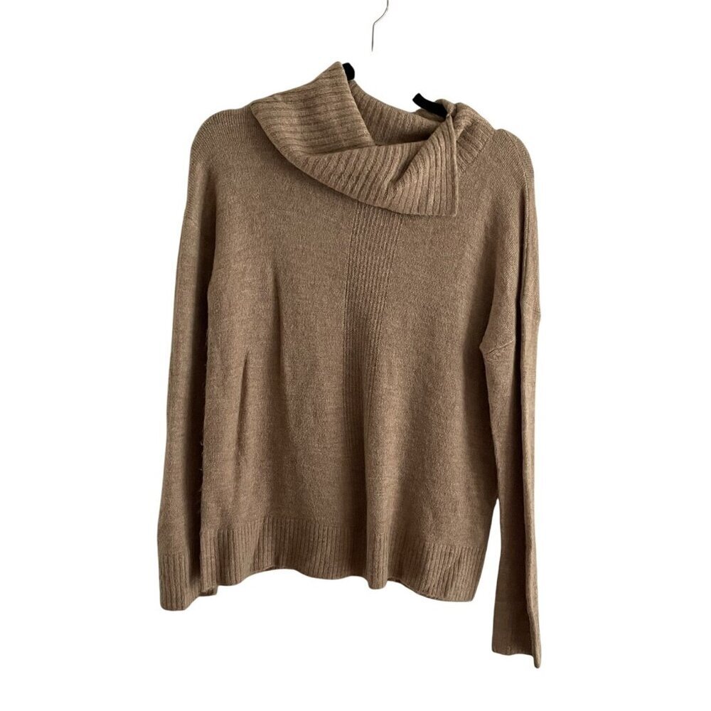 Banana Republic Factory Womn S Brown Knit Cozy Split Turtleneck Pullover Sweater